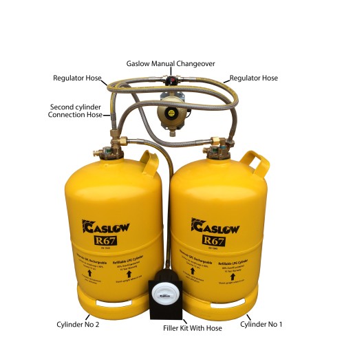 Gaslow Refillable Gas Cylinders Twin Bottle Kits